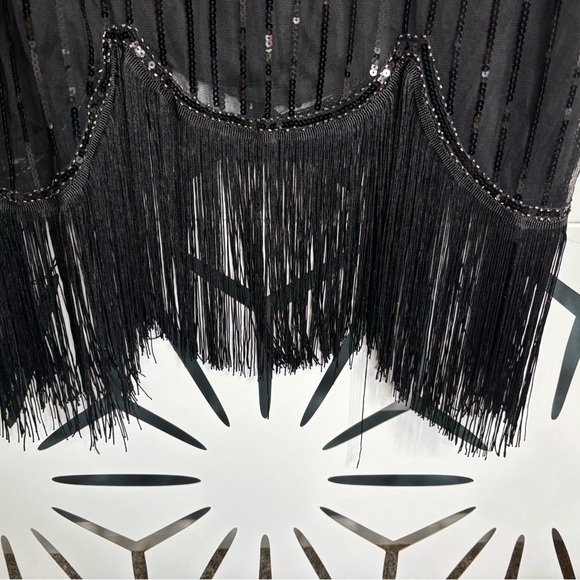 1920s Gatsby Sequin Fringed Flapper Dress + Accessories Set – 3XL – Black – NWT - Picture 4 of 10
